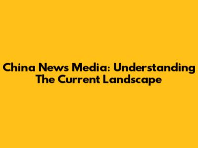China News Media: Understanding The Current Landscape