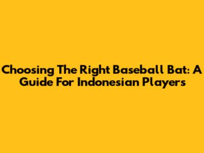 Choosing The Right Baseball Bat: A Guide For Indonesian Players