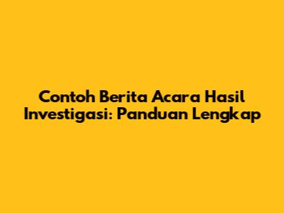 Contoh Berita Acara Hasil Investigasi: Panduan Lengkap