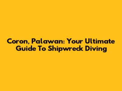 Coron, Palawan: Your Ultimate Guide To Shipwreck Diving