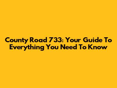 County Road 733: Your Guide To Everything You Need To Know