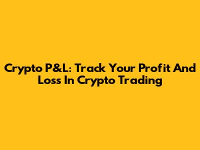 Crypto P&L: Track Your Profit And Loss In Crypto Trading