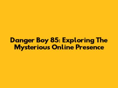 Danger Boy 85: Exploring The Mysterious Online Presence