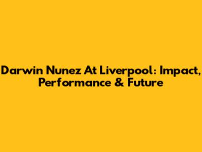 Darwin Nunez At Liverpool: Impact, Performance & Future
