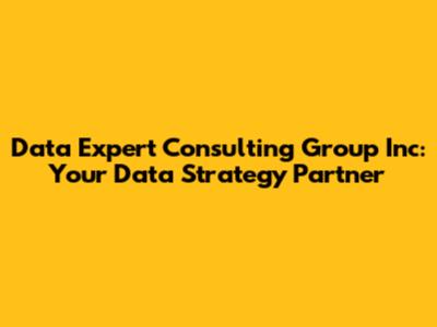 Data Expert Consulting Group Inc: Your Data Strategy Partner