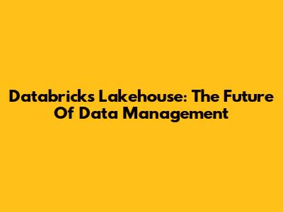 Databricks Lakehouse: The Future Of Data Management