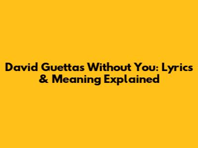 David Guetta's 'Without You': Lyrics & Meaning Explained