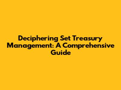 Deciphering Set Treasury Management: A Comprehensive Guide