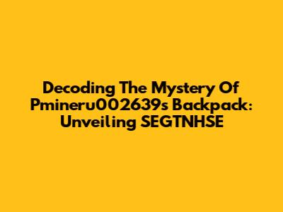 Decoding The Mystery Of Pmineru002639's Backpack: Unveiling SEGTNHSE