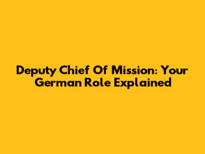 Deputy Chief Of Mission: Your German Role Explained