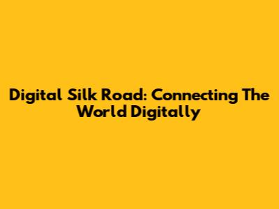 Digital Silk Road: Connecting The World Digitally
