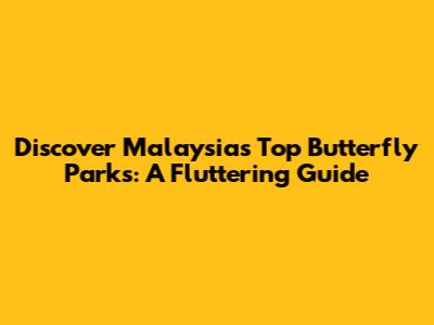 Discover Malaysia's Top Butterfly Parks: A Fluttering Guide