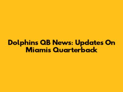 Dolphins QB News: Updates On Miami's Quarterback