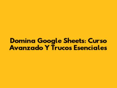 Domina Google Sheets: Curso Avanzado Y Trucos Esenciales