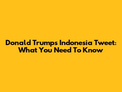 Donald Trump's Indonesia Tweet: What You Need To Know