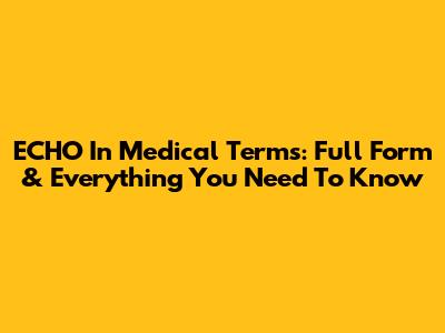 ECHO In Medical Terms: Full Form & Everything You Need To Know