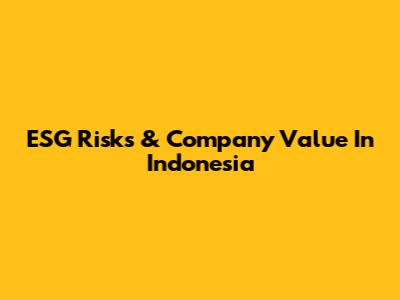 ESG Risks & Company Value In Indonesia