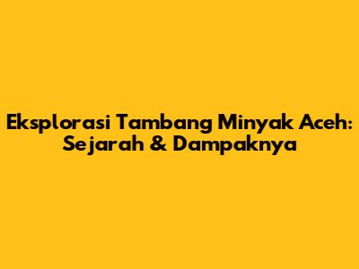 Eksplorasi Tambang Minyak Aceh: Sejarah & Dampaknya