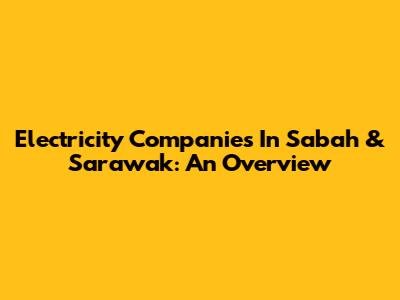 Electricity Companies In Sabah & Sarawak: An Overview