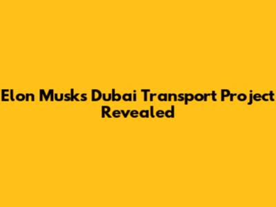 Elon Musk's Dubai Transport Project Revealed