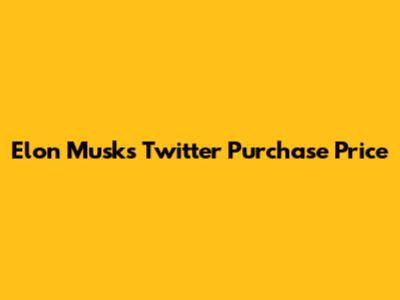 Elon Musk's Twitter Purchase Price
