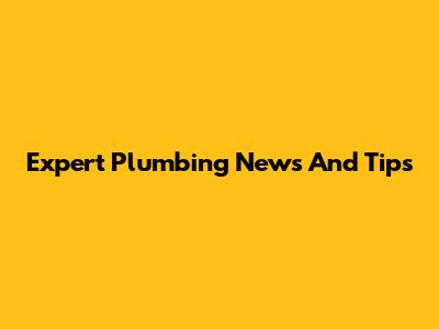 Expert Plumbing News And Tips