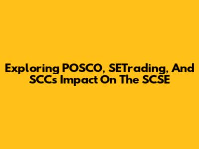 Exploring POSCO, SETrading, And SCC's Impact On The SCSE