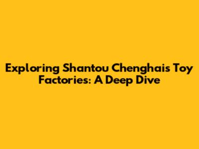 Exploring Shantou Chenghai's Toy Factories: A Deep Dive