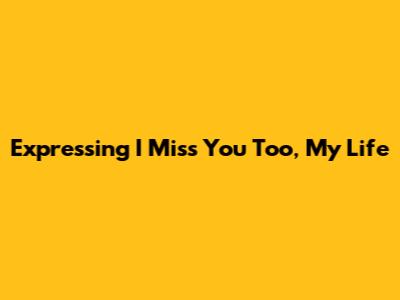 Expressing 'I Miss You Too, My Life'