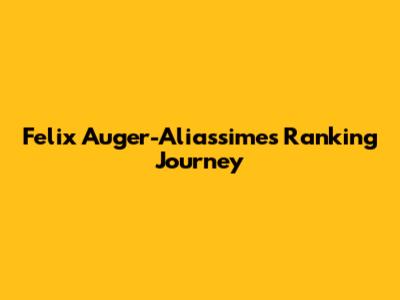 Felix Auger-Aliassime's Ranking Journey