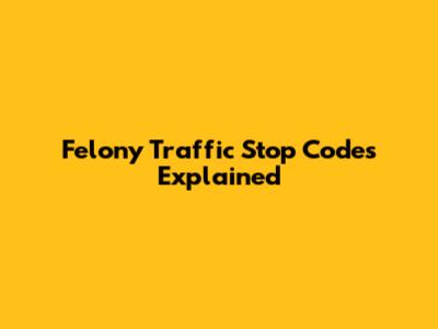 Felony Traffic Stop Codes Explained