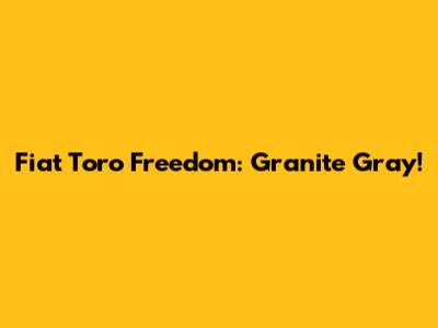 Fiat Toro Freedom: Granite Gray!