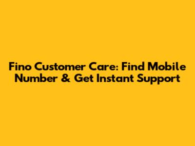 Fino Customer Care: Find Mobile Number & Get Instant Support