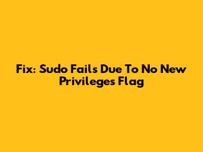 Fix: Sudo Fails Due To No New Privileges Flag