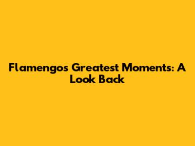 Flamengo's Greatest Moments: A Look Back