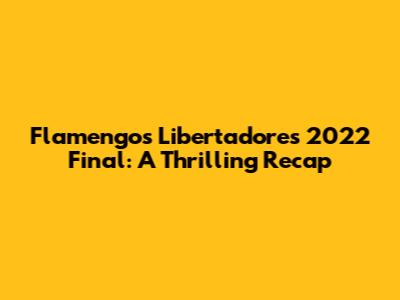 Flamengo's Libertadores 2022 Final: A Thrilling Recap