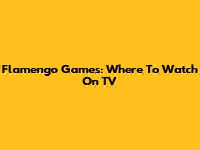 Flamengo Games: Where To Watch On TV