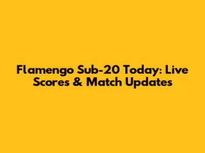 Flamengo Sub-20 Today: Live Scores & Match Updates