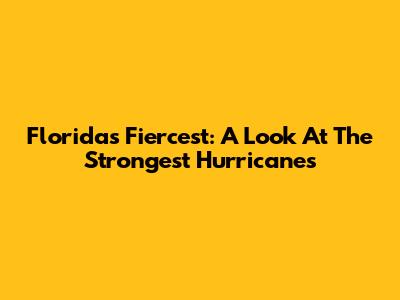 Florida's Fiercest: A Look At The Strongest Hurricanes
