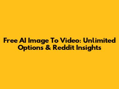 Free AI Image To Video: Unlimited Options & Reddit Insights