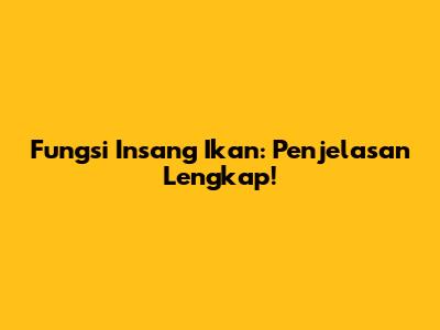 Fungsi Insang Ikan: Penjelasan Lengkap!