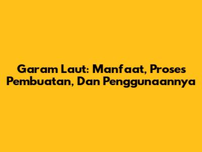 Garam Laut: Manfaat, Proses Pembuatan, Dan Penggunaannya