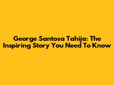 George Santosa Tahija: The Inspiring Story You Need To Know