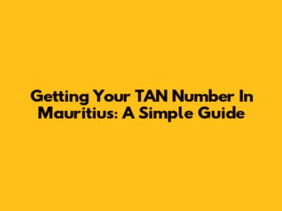 Getting Your TAN Number In Mauritius: A Simple Guide