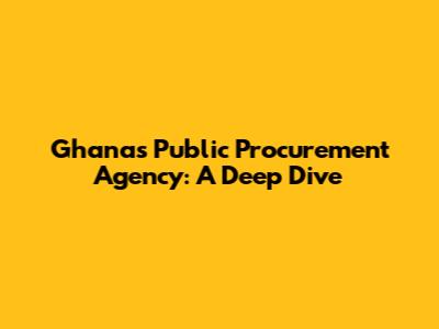 Ghana's Public Procurement Agency: A Deep Dive