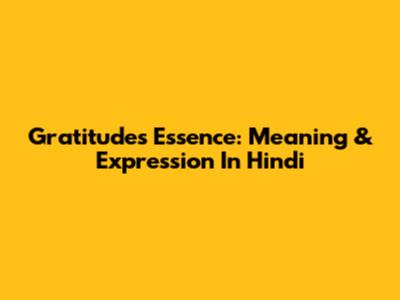 Gratitude's Essence: Meaning & Expression In Hindi