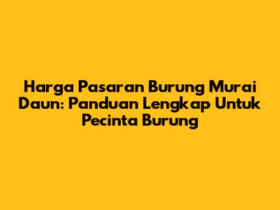 Harga Pasaran Burung Murai Daun: Panduan Lengkap Untuk Pecinta Burung