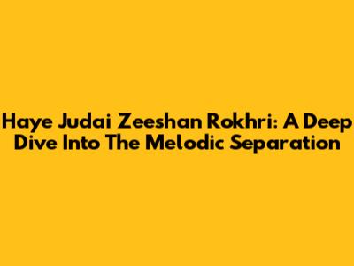 Haye Judai Zeeshan Rokhri: A Deep Dive Into The Melodic Separation