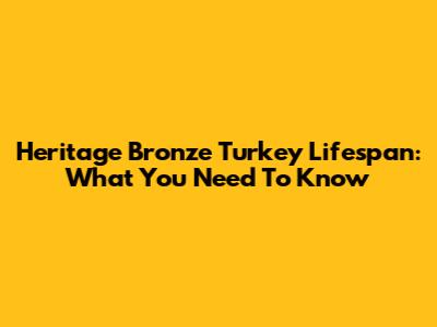 Heritage Bronze Turkey Lifespan: What You Need To Know