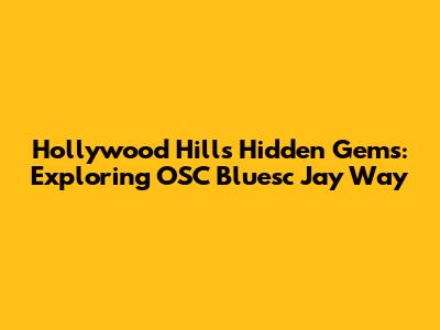 Hollywood Hills Hidden Gems: Exploring OSC Bluesc Jay Way